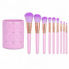Set de 9 brochas de maquillaje Sweet Beauty con porta brochas rosado