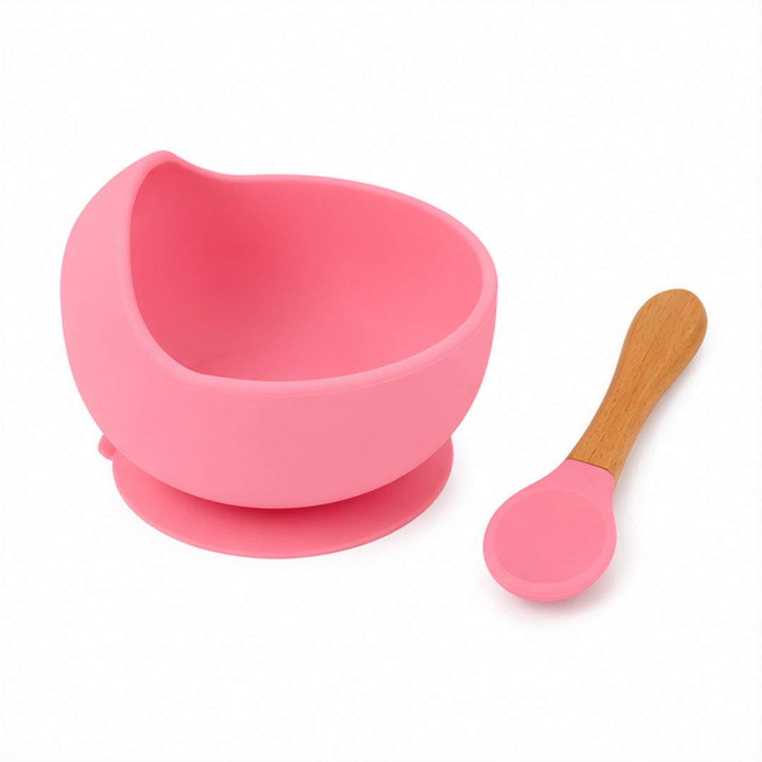 Bowl Con Cuchara De Silicona Para Bebé - variante Verde claro