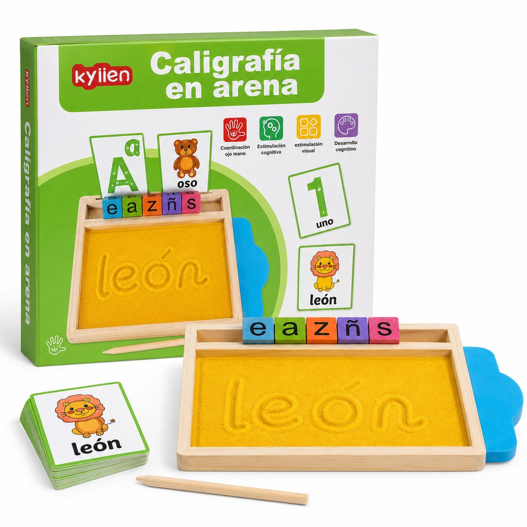 Juego de caligrafía en arena con base de madera - detalle del producto