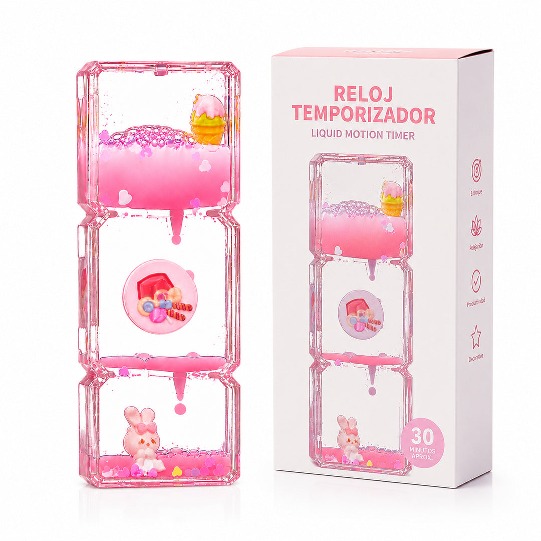 Temporizador sensorial de burbujas líquido color Rosa - detalle del producto