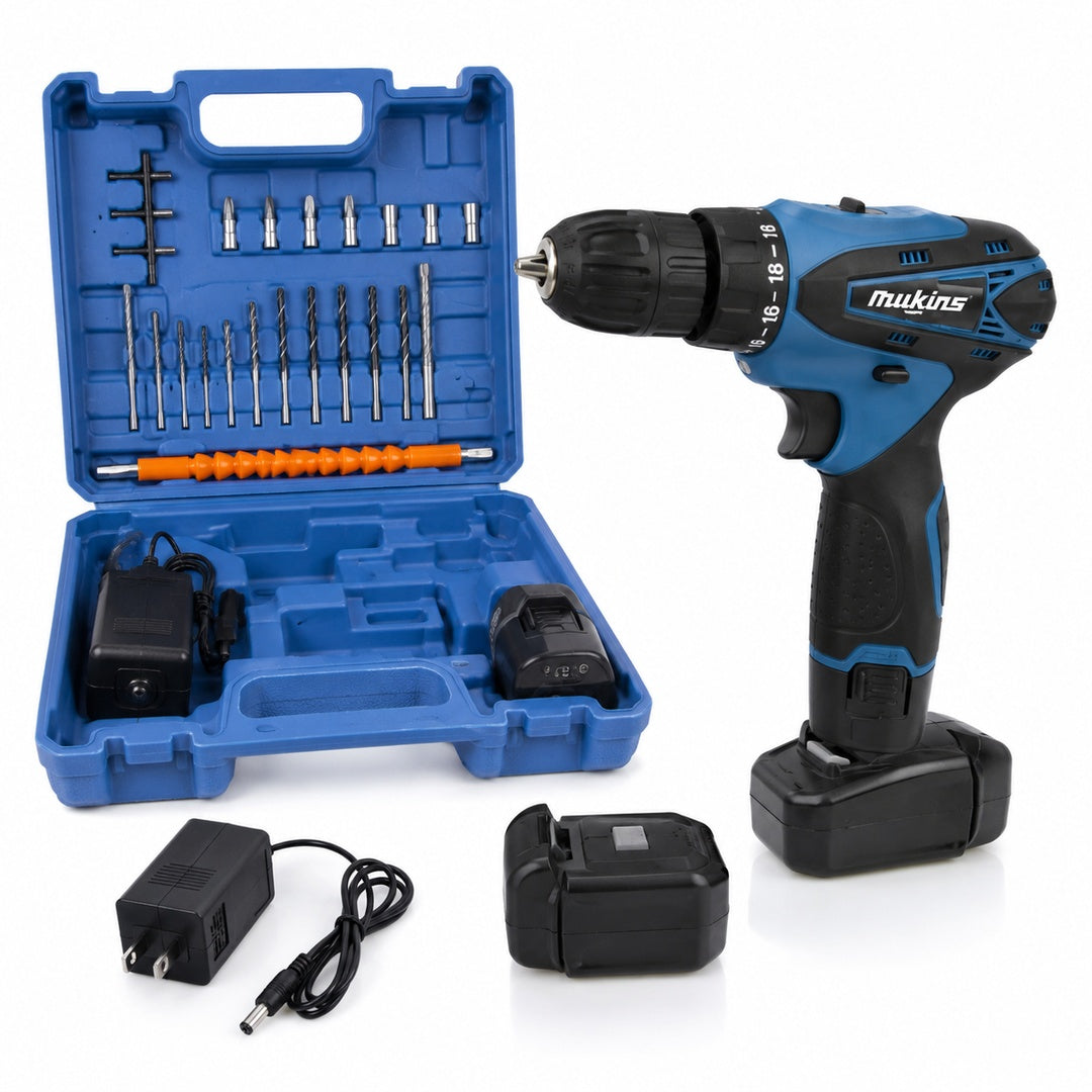 Taladro Inalambrico Azul C/Accesorios Mukins 09170 - detalle del producto