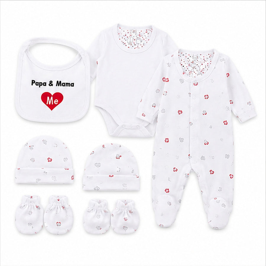 Set Ajuar Bebé 8 Piezas Algodón Blanco Mama Y Papa - imagen principal