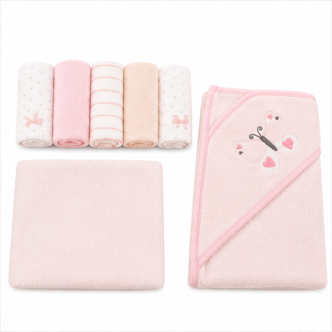 Set De Toalla Con Capucha Bebés Y Toallitas Multiuso Niñas - vista 3 del producto