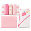 Set De Toalla Con Capucha Bebés Y Toallitas Multiuso Niñas