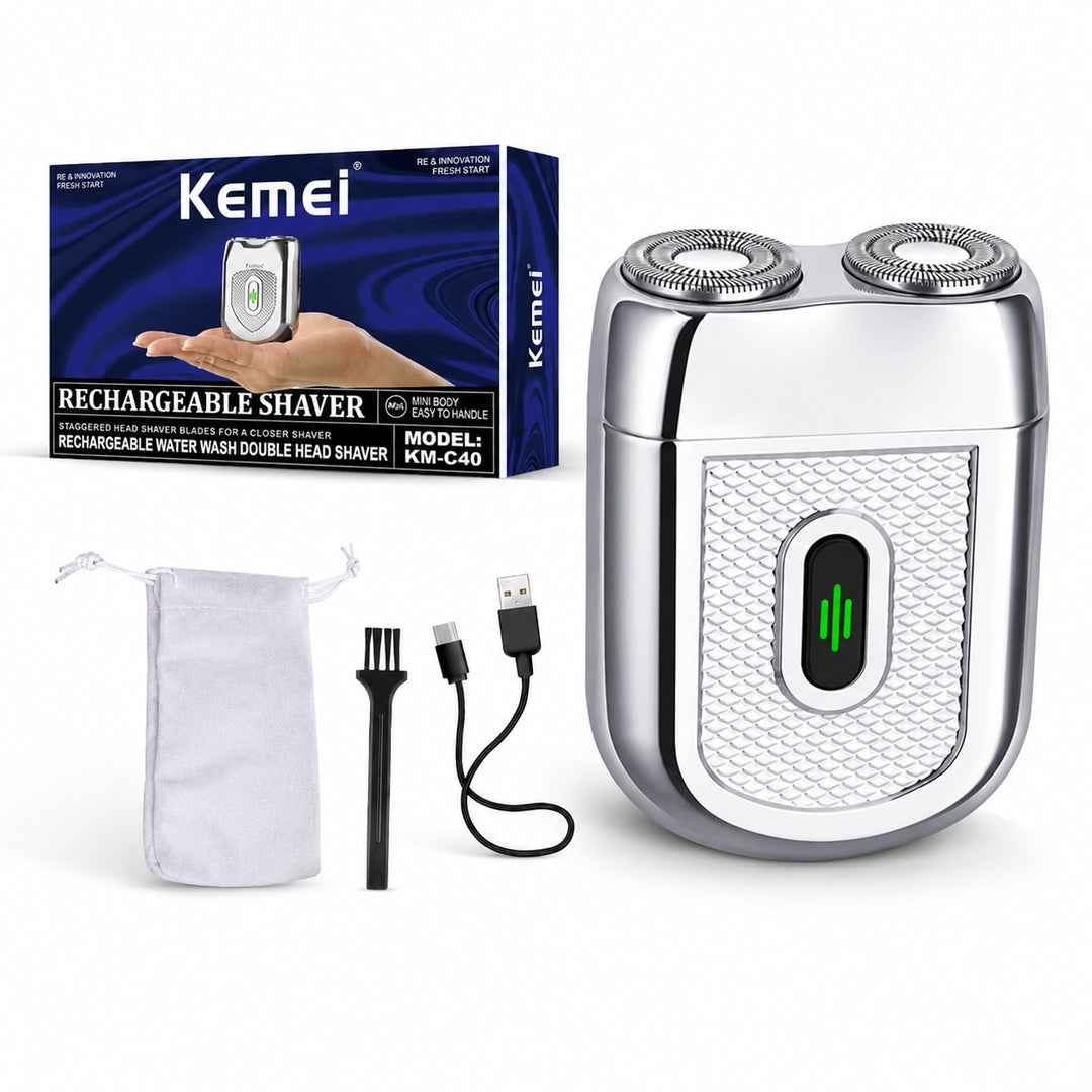 Afeitadora Kemei Mini Km-C40 Recargable Shaver Plateado - detalle del producto