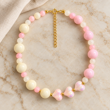 Collar Chicle Candy Love Rosa Pastel Y Corazones Nacarados