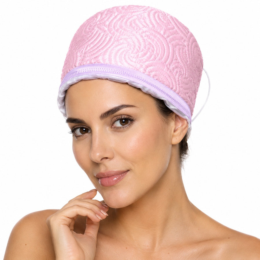 Gorro térmico para tratamiento capilar rosado - imagen principal