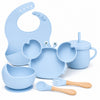 Set de alimentación bebé silicona 10 piezas color Celeste