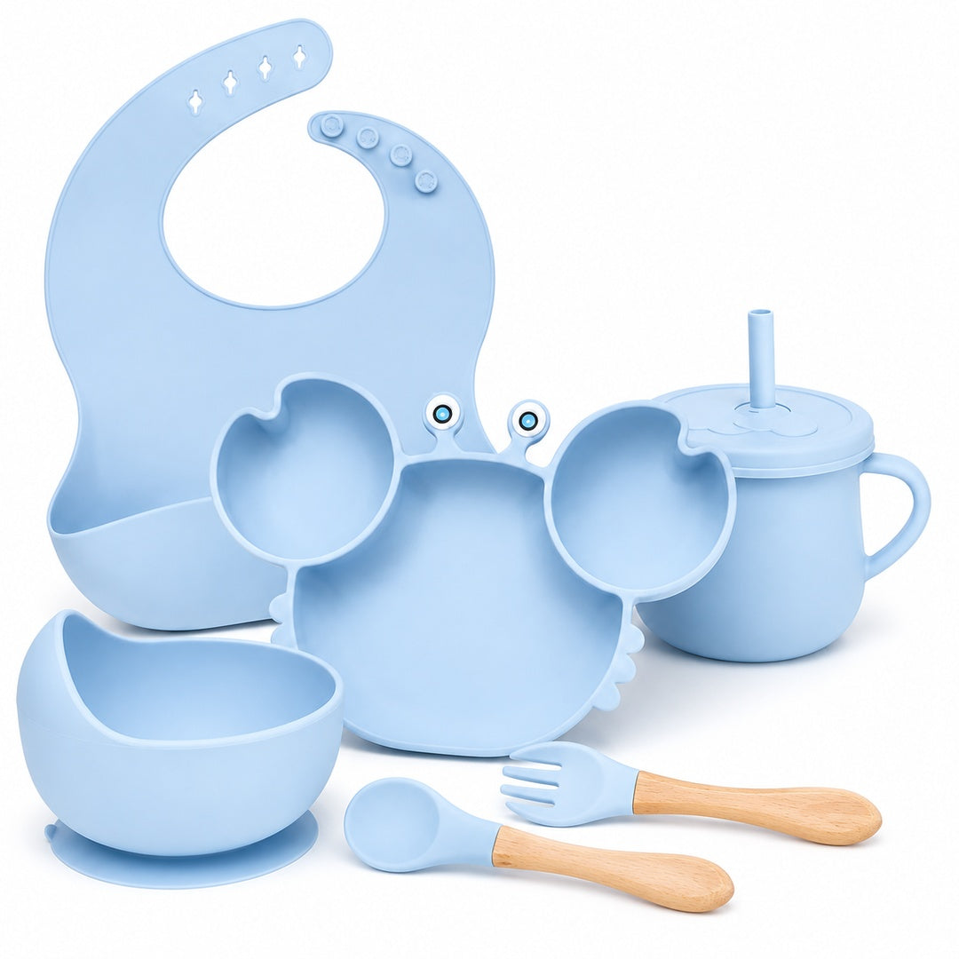 Set de alimentación bebé silicona 10 piezas color Celeste - vista 3 del producto
