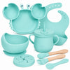 Set de alimentación bebé silicona 10 piezas color Turquesa