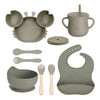 Set de alimentación bebé silicona 10 piezas color Verde Militar