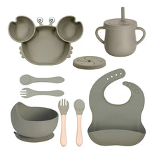 Set de alimentación bebé silicona 10 piezas color Verde Militar - detalle del producto