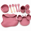 Set de alimentación bebé silicona 10 piezas color Terracota