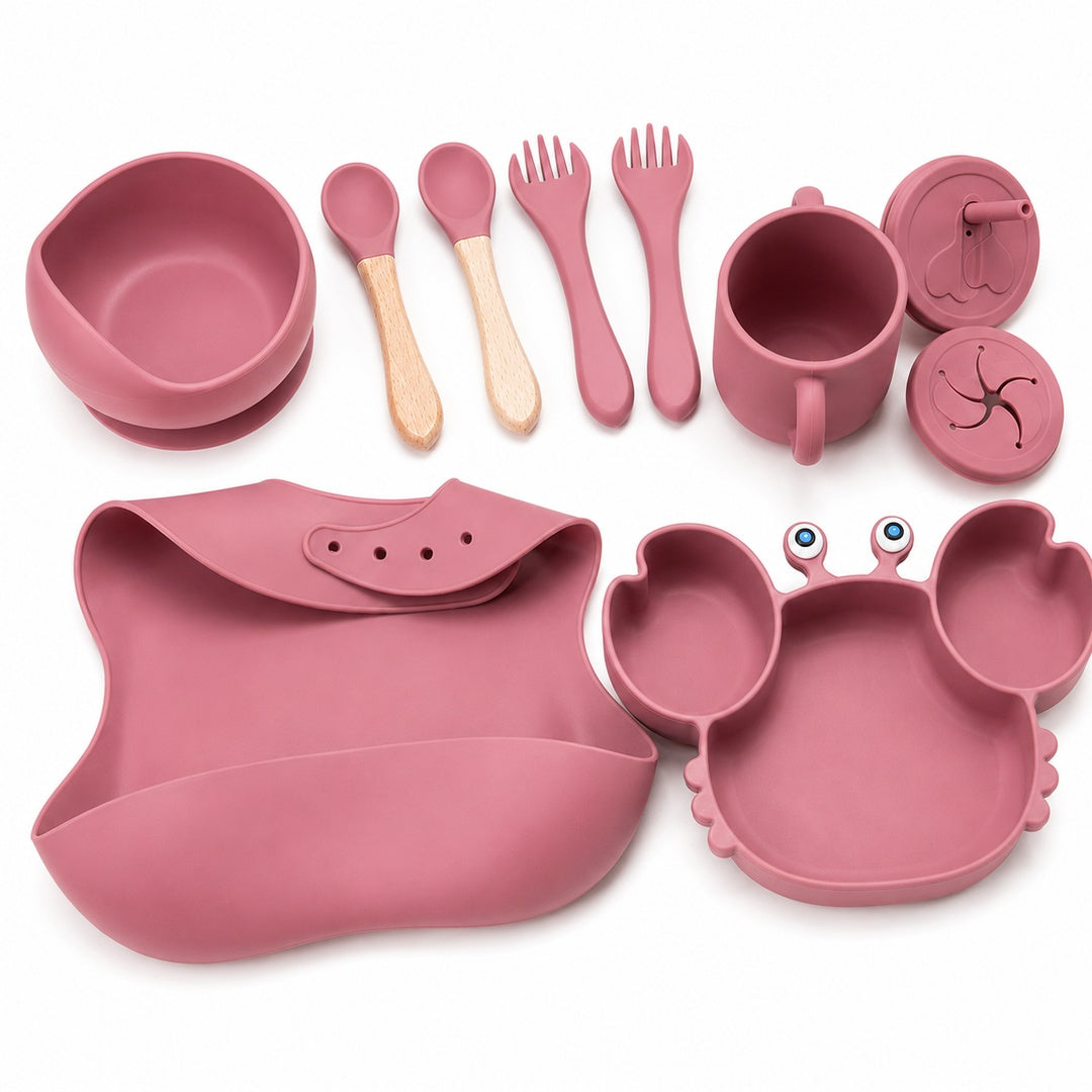 Set de alimentación bebé silicona 10 piezas color Terracota - vista 3 del producto