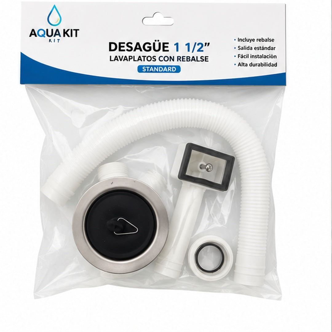 Desague Plastico Lavaplatos 1 1/2 Ctubo Rebalse Color Blanco - vista 3 del producto