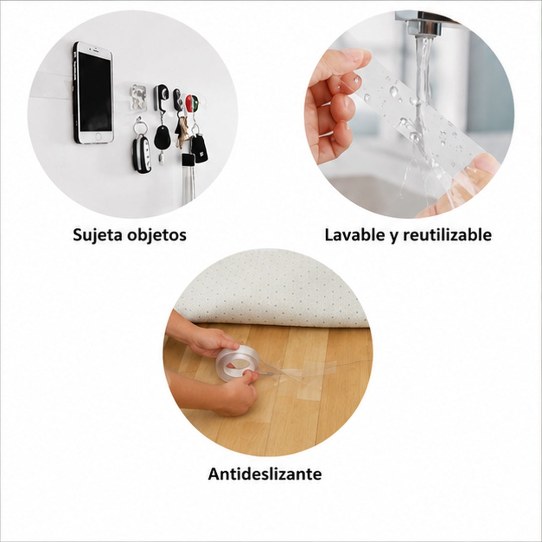 Cinta Adhesiva De Doble Cara Transparente 3 METROS - vista 3 del producto