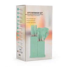 Set de utensilios de silicona Kitchenware 19 piezas turquesa - vista 3 del producto