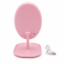 Espejo Con luz Led Recargable Ovalado Rosa - variante BLANCO