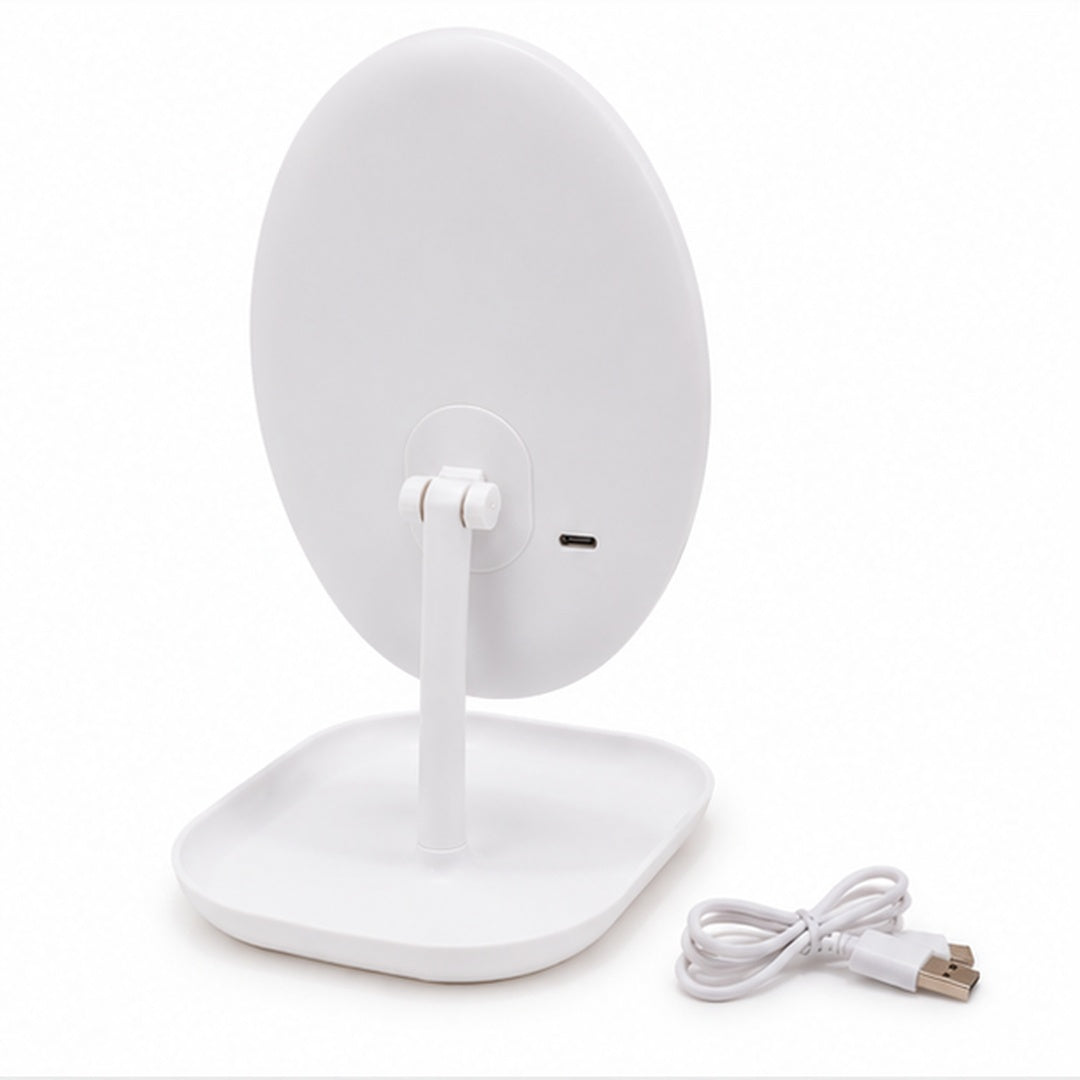 Espejo Con luz Led Recargable Ovalado Rosa - vista 7 del producto