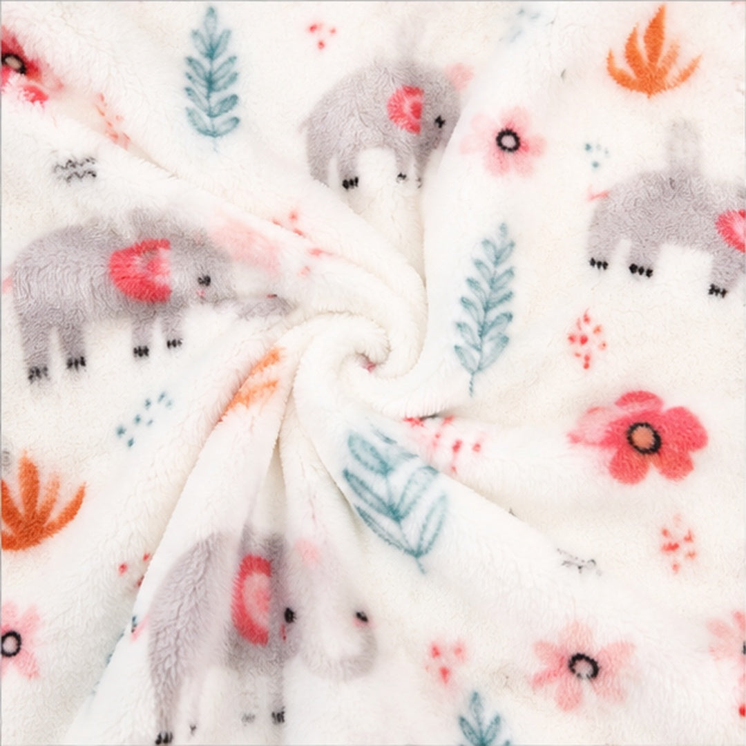 Saco manta para bebé de chiporro blanco diseño elefante con flores - vista 3 del producto