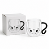 Taza De Vidrio De Doble Pared Bkinpid Cute Cat, Gato Negro