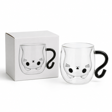 Taza De Vidrio De Doble Pared Bkinpid Cute Cat, Gato Negro - vista 3 del producto