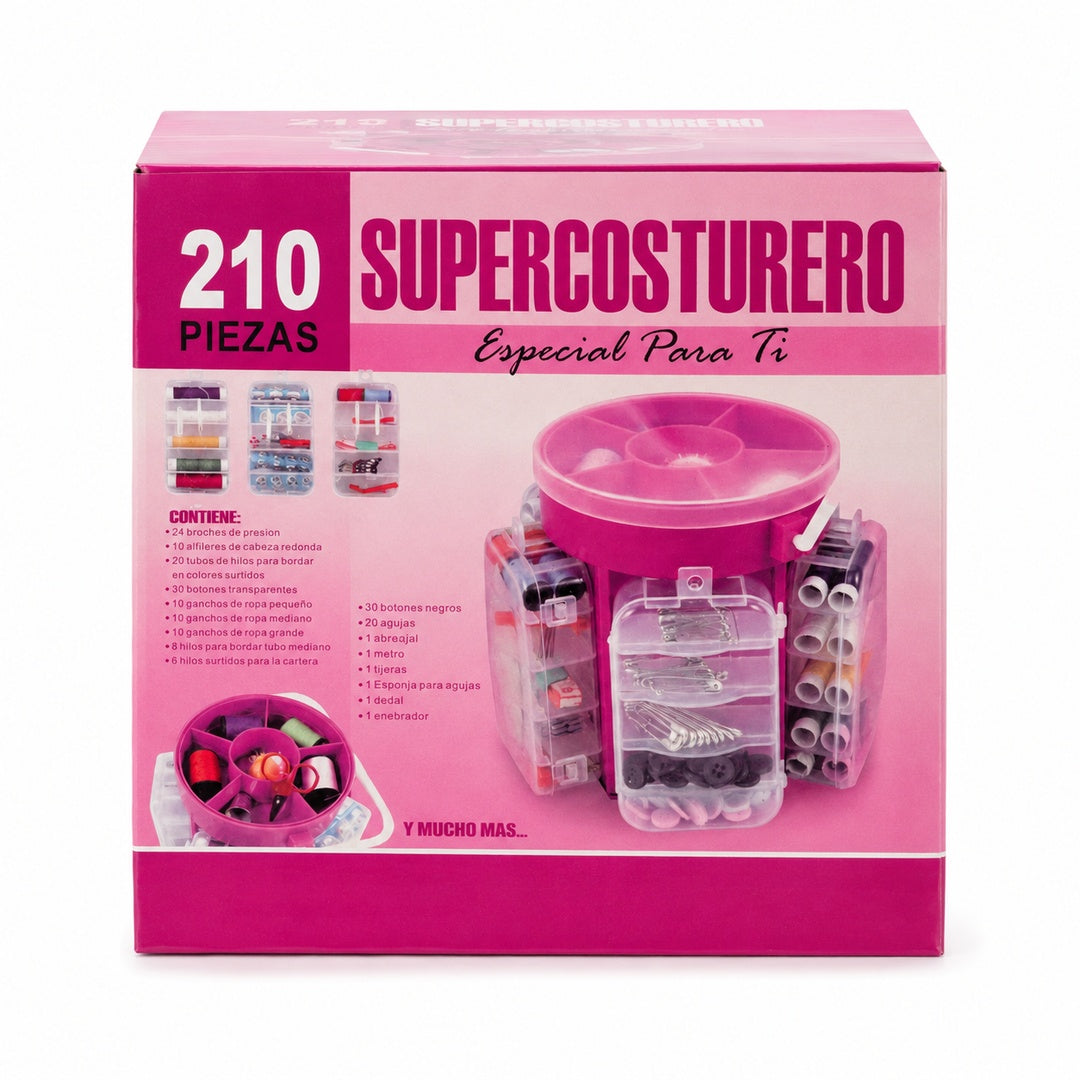 Costurero completo 210 piezas color fucsia - vista 3 del producto