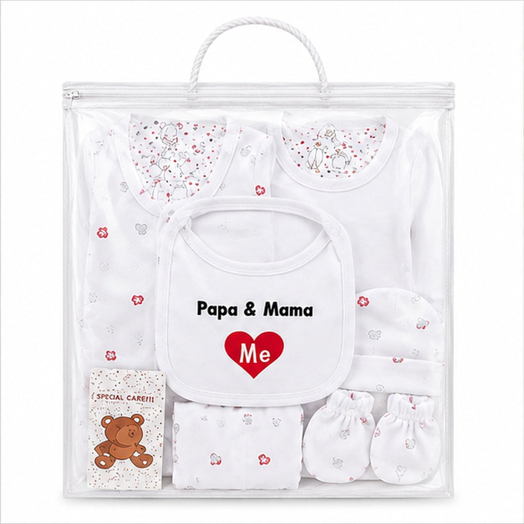 Set Ajuar Bebé 8 Piezas Algodón Blanco Mama Y Papa - vista 3 del producto