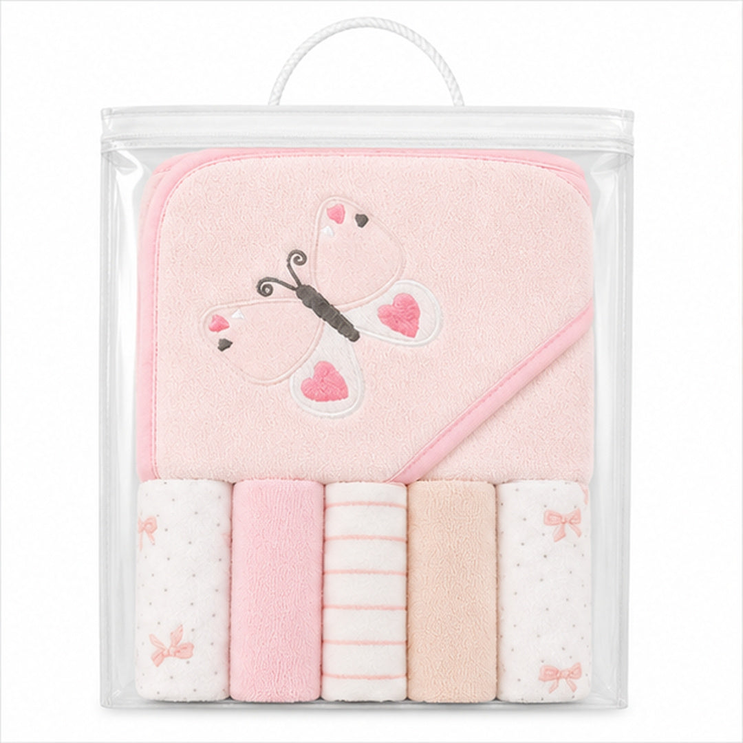 Set De Toalla Con Capucha Bebés Y Toallitas Multiuso Niñas - vista 4 del producto
