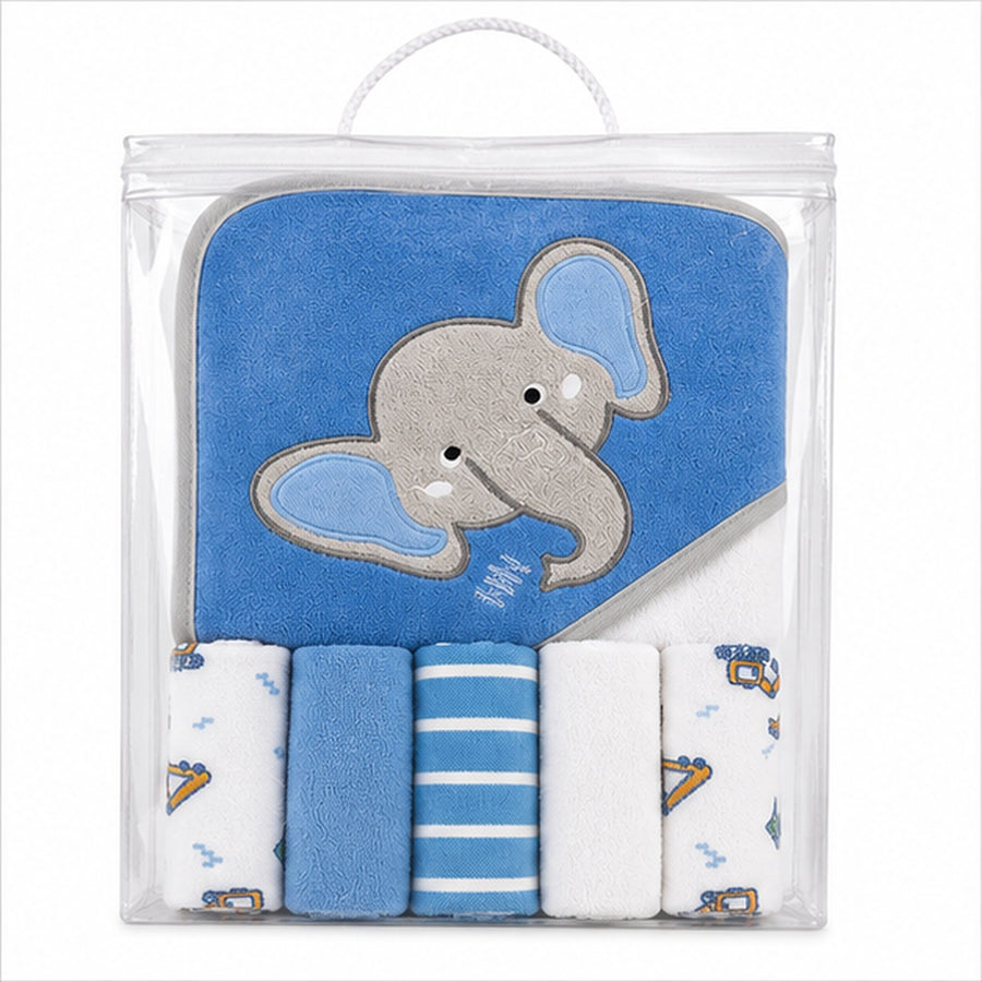 Set De Toalla Con Capucha Bebés Y Toallitas Multiuso Niños - variante Hipopotamo