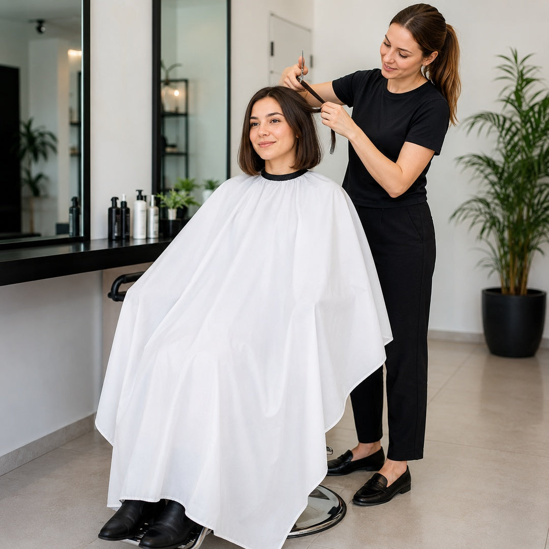 Capa Blanca De Peluquería Impermeable Para Corte De Pelo - vista 3 del producto