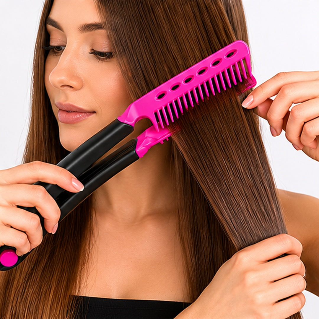 Peine para alisar cabello fucsia con negro - vista 4 del producto