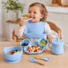 Set de alimentación bebé silicona 10 piezas color Celeste