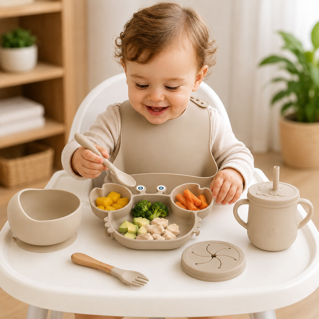 Set de alimentación bebé silicona 10 piezas color Beige - vista 4 del producto