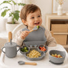 Set de alimentación bebé silicona 10 piezas color Gris
