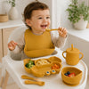 Set de alimentación bebé silicona 10 piezas color Mostaza