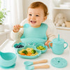 Set de alimentación bebé silicona 10 piezas color Turquesa