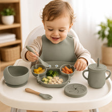 Set de alimentación bebé silicona 10 piezas color Verde Militar - vista 3 del producto