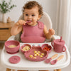Set de alimentación bebé silicona 10 piezas color Terracota
