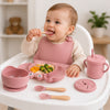Set de alimentación bebé silicona 10 piezas color Rosa Vieja