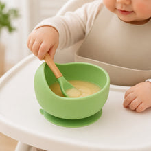 Bowl Con Cuchara De Silicona Para Bebé - variante Terracota