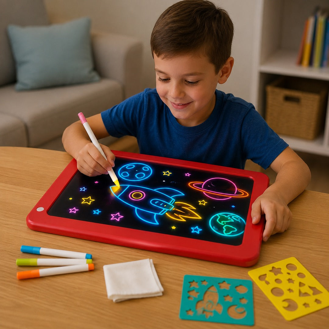 Pizarra De Dibujo Mágica Led Para Niños Con Plantillas - vista 4 del producto