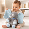 Peluche elefante musical con movimiento de orejas 30 cm color Azul