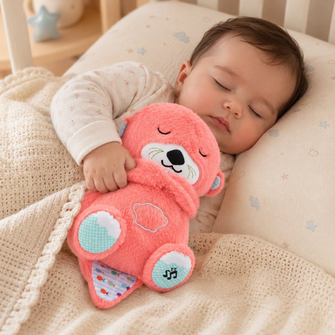 Peluche nutria con respiración relajante para bebé color Salmón - vista 4 del producto