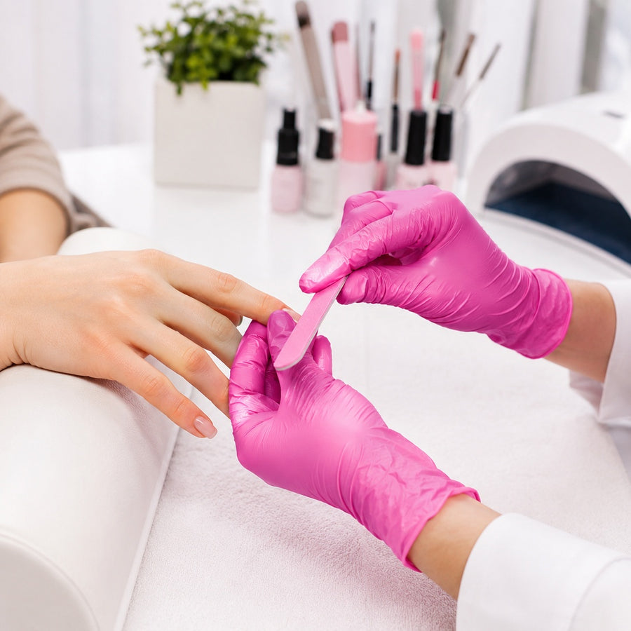 Guantes Desechables de Nitrilo de Vinilo Rosa - vista 4 del producto