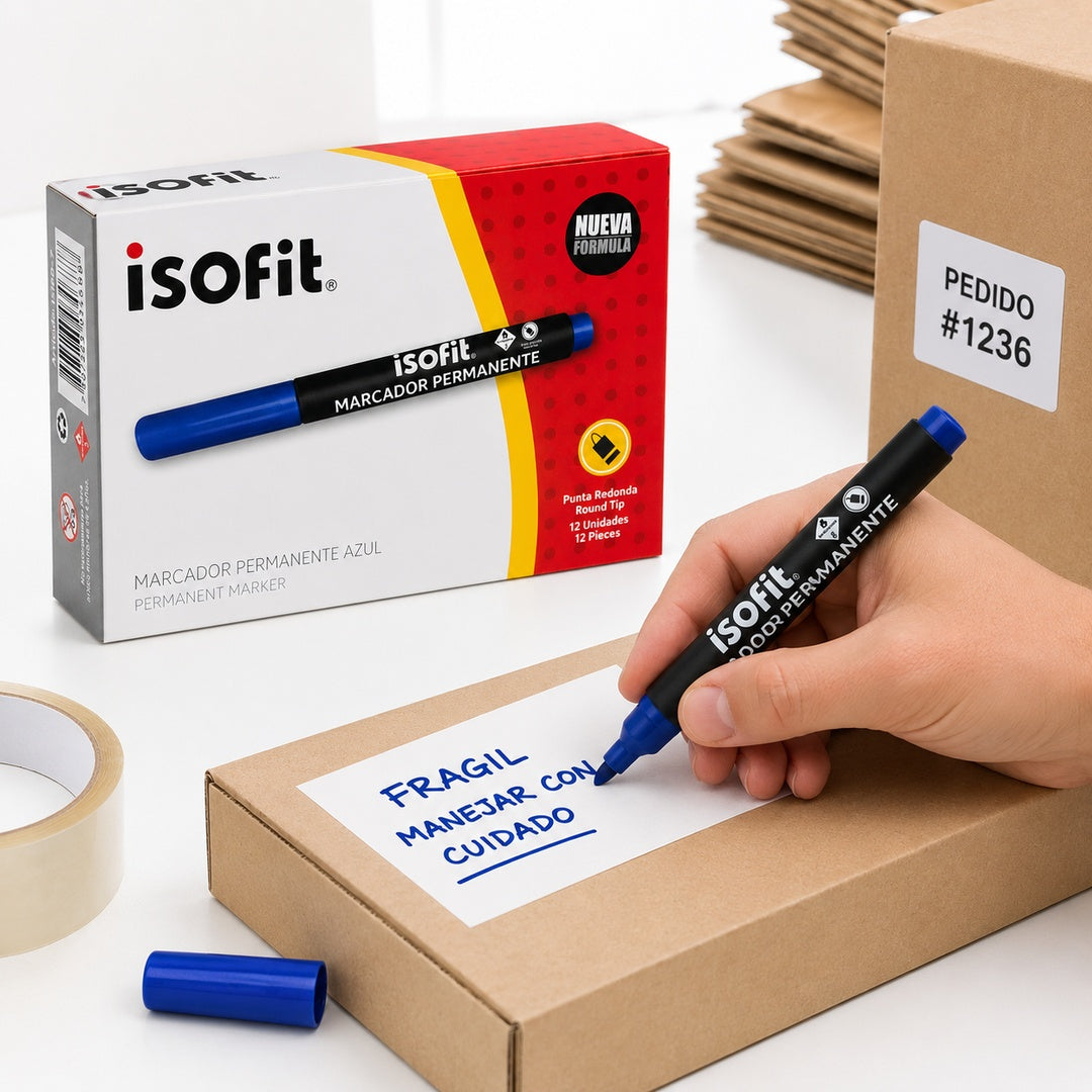Caja de marcadores permanentes Isofit azul - vista 4 del producto