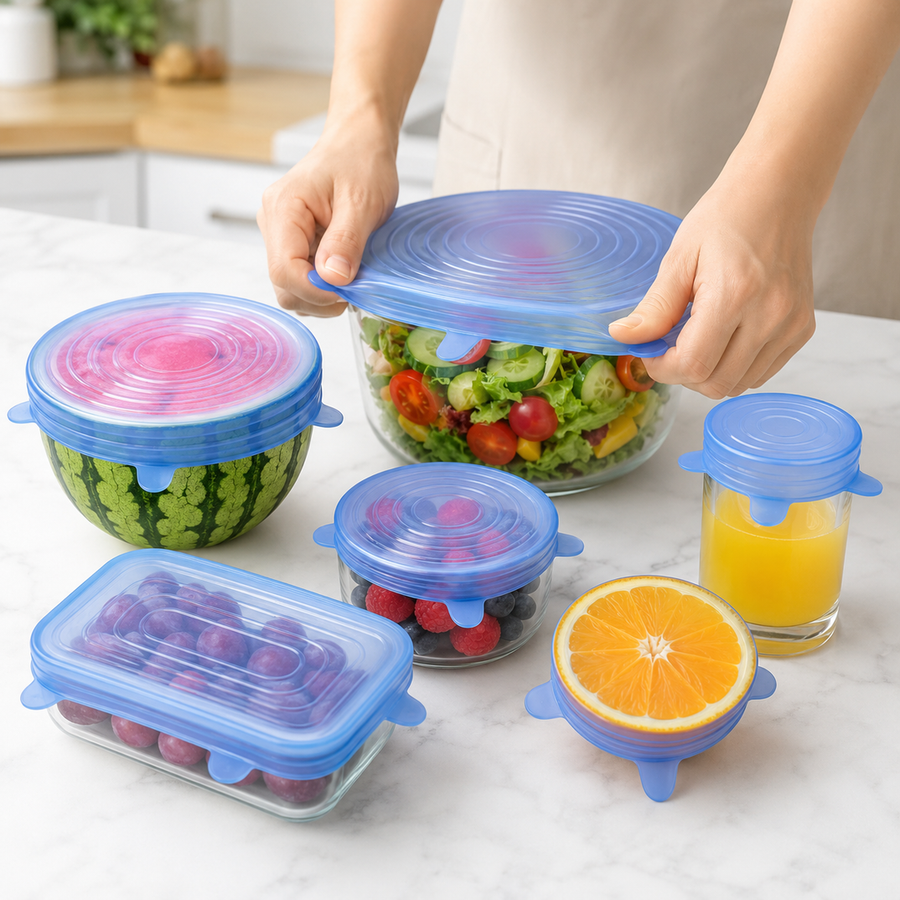 Set 6 Tapas De Silicona Adaptable Para Alimentos - vista 4 del producto