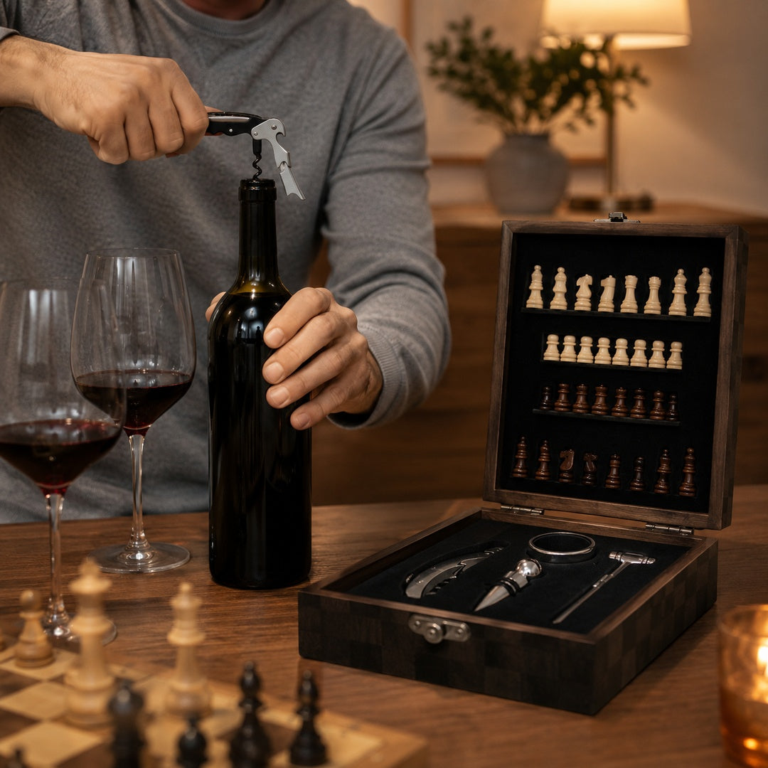 Set de vino con tablero de ajedrez y accesorios - vista 4 del producto