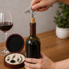 Set de vino redondo en caja de madera
