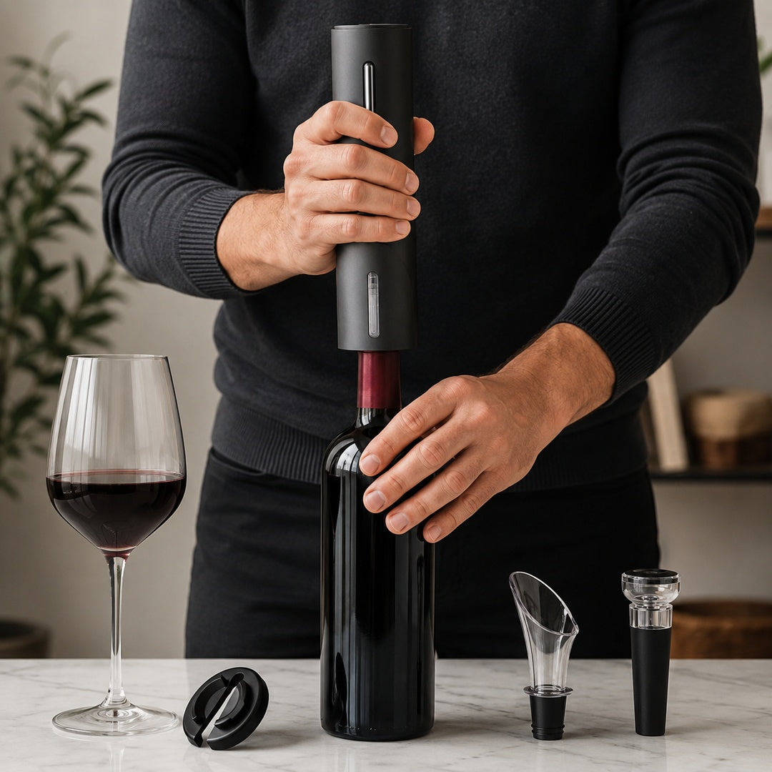 Set sacacorcho eléctrico USB 3 en 1 para vino - vista 4 del producto